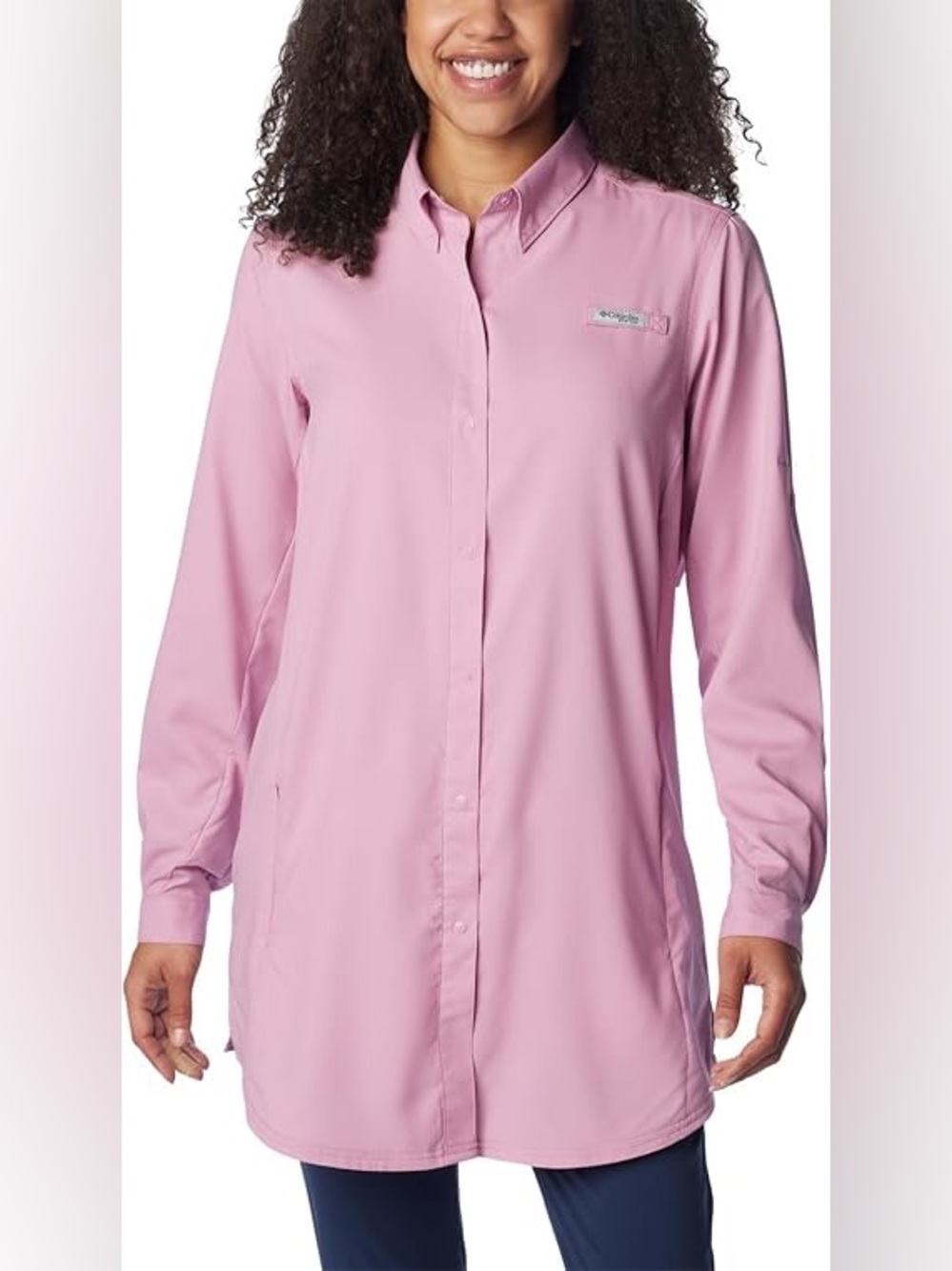 Women's PFG Tamiami™ Long Sleeve Button snap Tunic in Minuet | XL